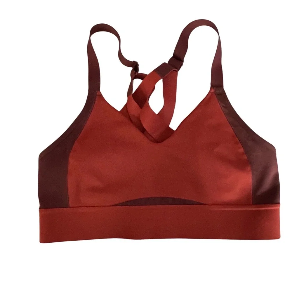 Brooks Red Burgundy High Impact Crisscross Adjustable Sports Bra Womens Size S